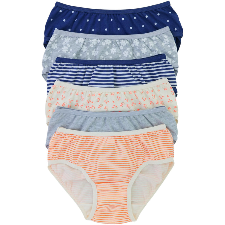 Girl's Pack of 6 Cotton Bikini Brief Panties - Cool Classic Prints