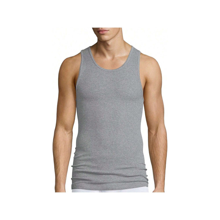 Men's Cotton Blend Slim Fit Shallow Scoop Neck Sleeveless A-Shirts