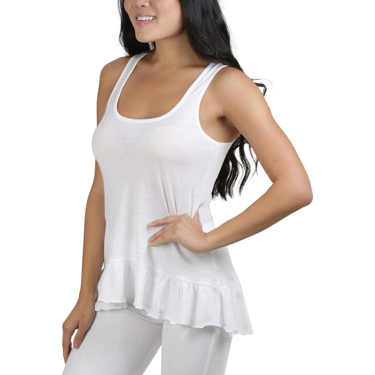 Women's Ruffled Long Scoop Neck Tunic
