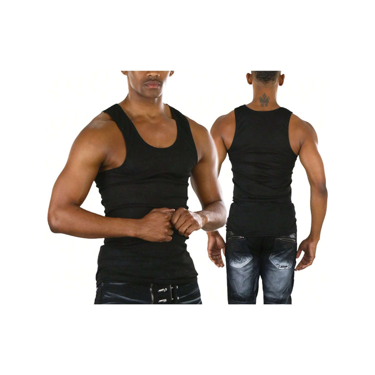 Men's Cotton Blend Slim Fit Shallow Scoop Neck Sleeveless A-Shirts