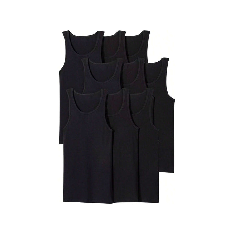 Men's Cotton Blend Slim Fit Shallow Scoop Neck Sleeveless A-Shirts