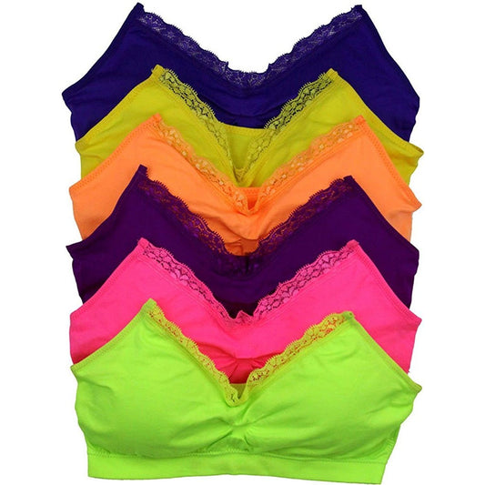 ToBeInStyle Women's Pack of 6 Nylon Wire-Free Convertible Padded Sport Bralettes