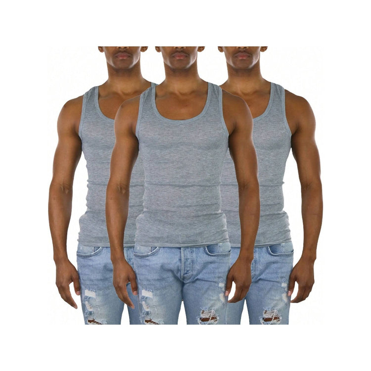 Men's Cotton Blend Slim Fit Shallow Scoop Neck Sleeveless A-Shirts