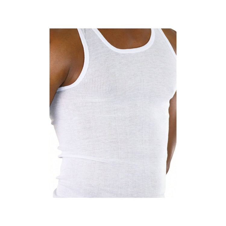 Men's Cotton Blend Slim Fit Shallow Scoop Neck Sleeveless A-Shirts