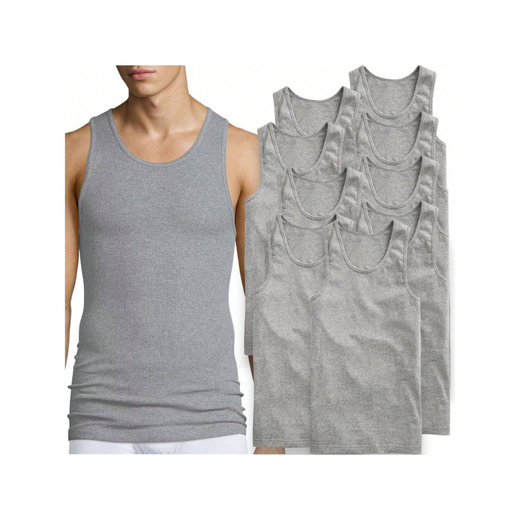 Men's Cotton Blend Slim Fit Shallow Scoop Neck Sleeveless A-Shirts