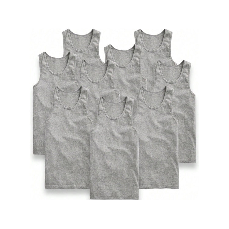 Men's Cotton Blend Slim Fit Shallow Scoop Neck Sleeveless A-Shirts