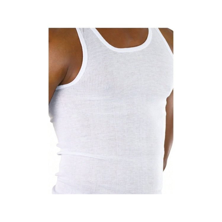 Men's Cotton Blend Slim Fit Shallow Scoop Neck Sleeveless A-Shirts