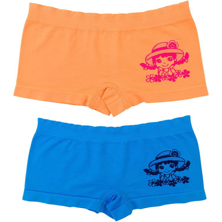 Girls' Pack of 6 Comfortable Seamless Stretch Boyshorts Underwear - Flowerpatch Kid