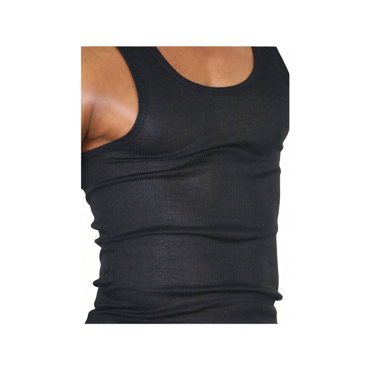 Men's Cotton Blend Slim Fit Shallow Scoop Neck Sleeveless A-Shirts