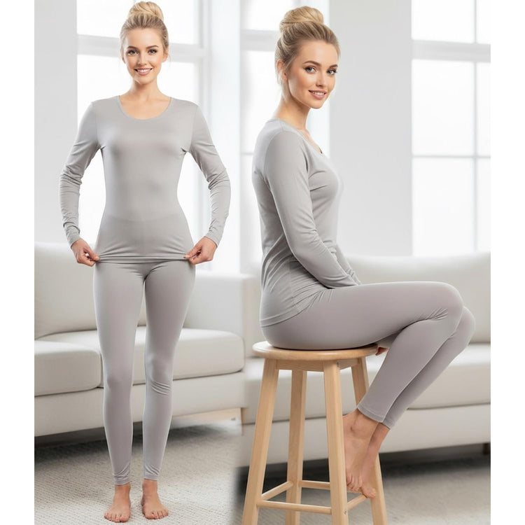 ToBeInStyle Women’s 2-Piece Thermal Underwear Set Long Sleeve Top & Leggings Base Layer