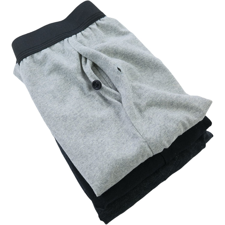 Men's Pack of 3 Cotton Basic Assortment Boxer Briefs with Button Fly