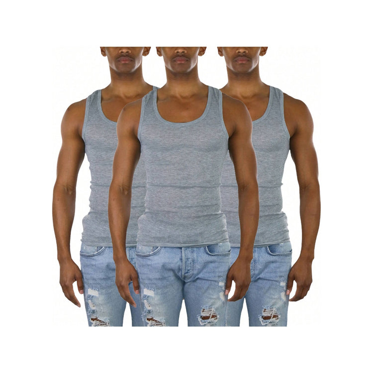 Men's Cotton Blend Slim Fit Shallow Scoop Neck Sleeveless A-Shirts