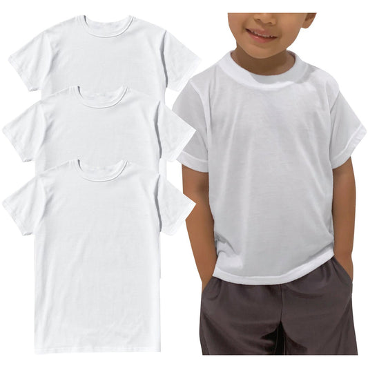 Boy's 3 or 6 Pack Classic White Cotton Blend T-Shirts