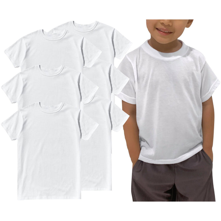 Boy's 3 or 6 Pack Classic White Cotton Blend T-Shirts