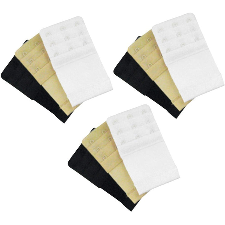 Women's Pack of 9 Bra Extenders - Black, White and Beige