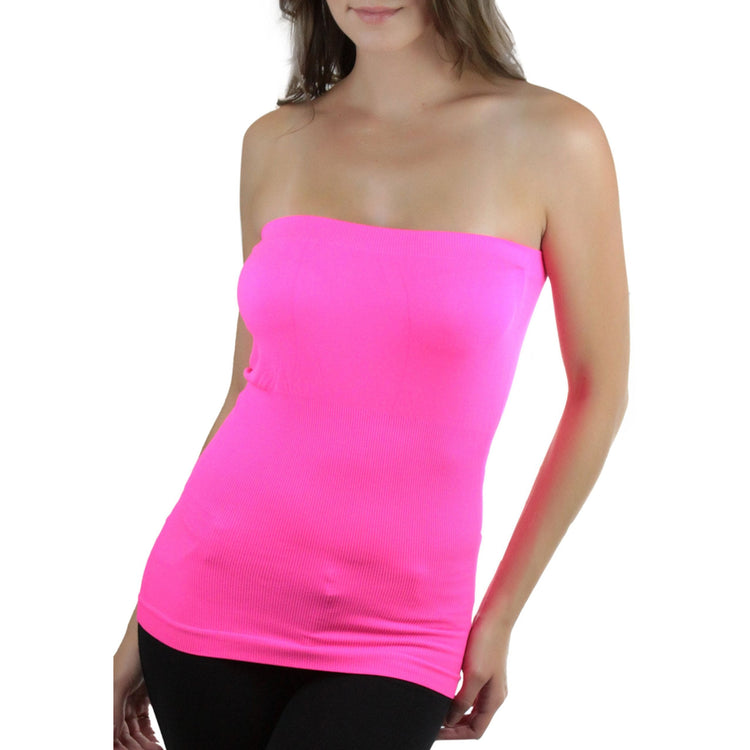 Women's Seamless Bandeau Tube Top Ribbed Without Pad