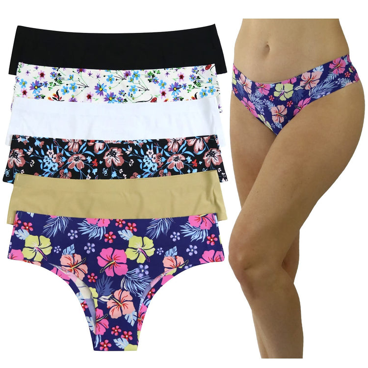 Women’s Pack of 6 No Panty Line Laser Cut Thongs