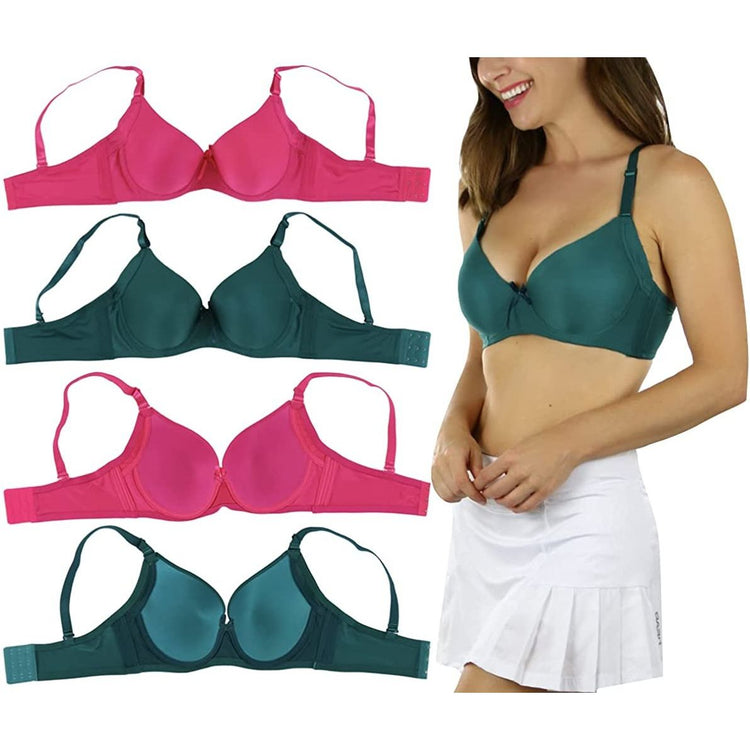  ToBeInStyle Womens Pack Of 6 Classic Wireless Laced Padded  Assorted Bras W/Adjustable Straps