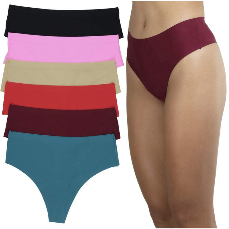 Women’s Pack of 6 No Panty Line Laser Cut Thongs
