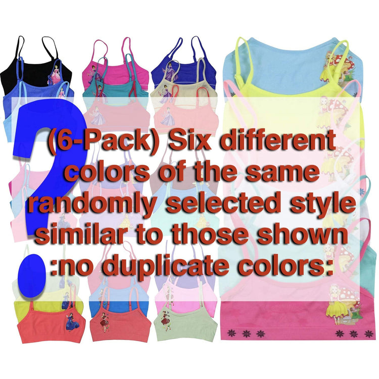 Girls' Pack of 6 Mystery Racerback or Cami Training Bras Tops