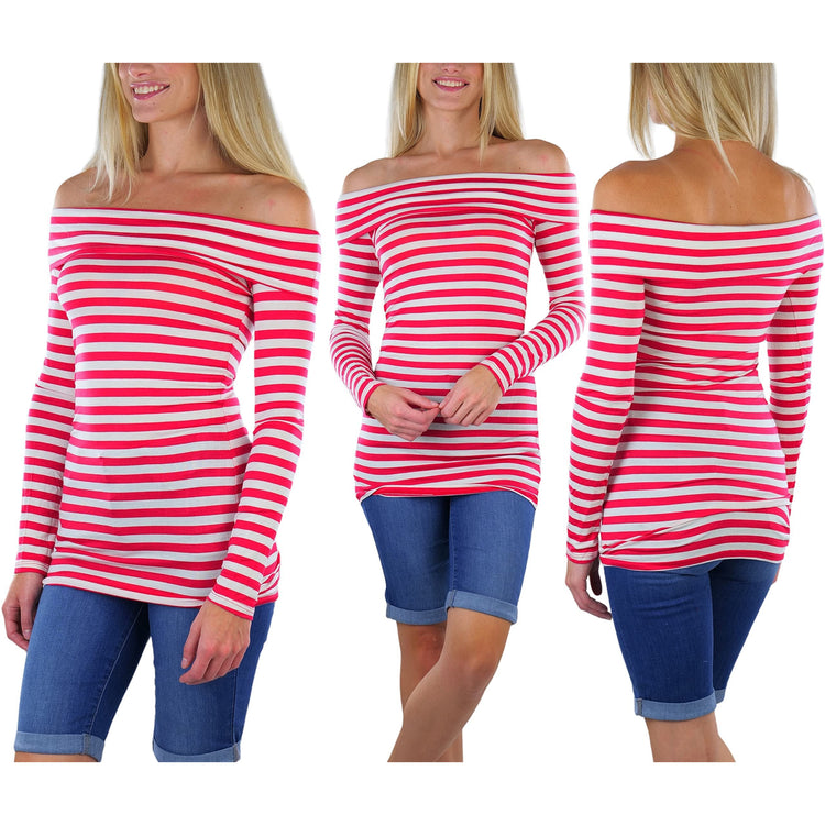 Women's Striped Off-The-Shoulder Top