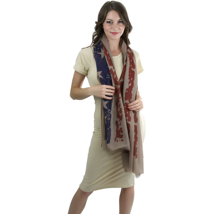 Women's Tattered American Flag Infinity Scarf