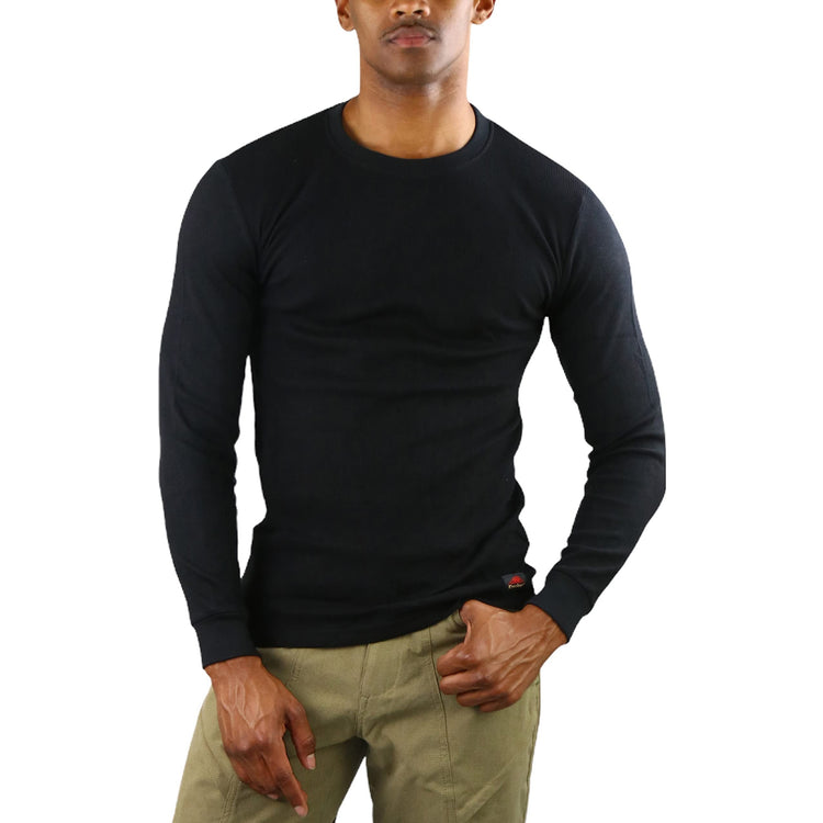 Men's Heavy Weight Premium Waffle Thermal Long Sleeve Crewneck Shirt