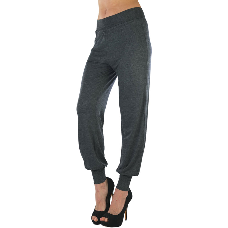 Women's Stretchy Seamless Harem Pants with Cuffed Ankles