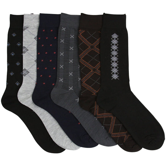 Men's Pack of 6 Dress Socks with Shape Patterns
