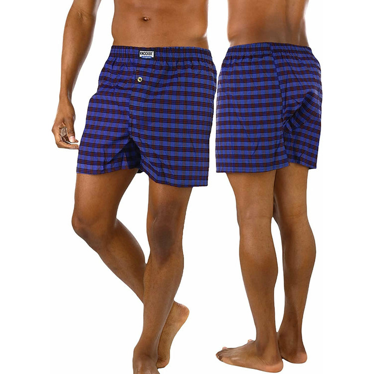 Men's Pack of 6 Button Fly Classic Fit Tartan Plaid Boxers