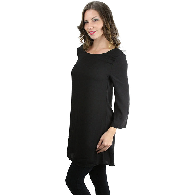 Women's 3/4 Bell Sleeve T-Back Detail Dress