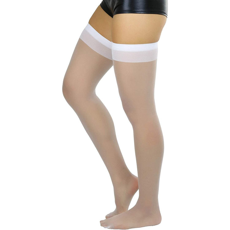 Women's Sheer Banded Thigh High with Back Seam