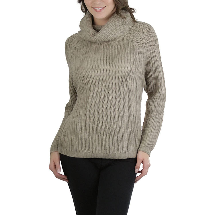 ToBeInStyle Women's Classic Knit Fold Over Turtleneck Pullover