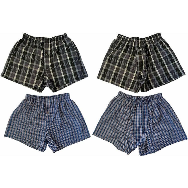 Boys' 6 Pack Cotton-Blend Tartan Patterned Boxer Shorts