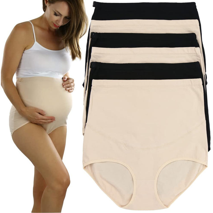 Women's Pack of 2 High Waisted Over The Bump Maternity Layering Long Shorts Underwear