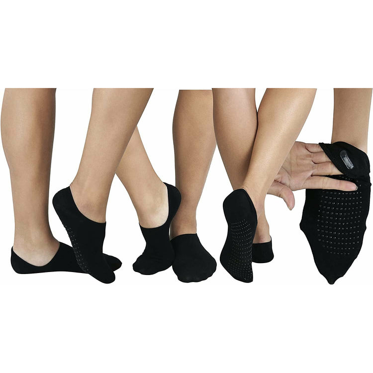 ToBeInStyle Unisex Pack of 6 Plain No Show Socks with Dotted Nonslip Bottom and Heel Grip