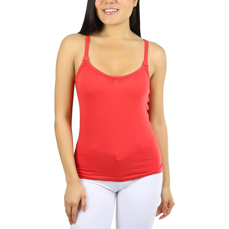 ToBeInStyle Women’s Vibrant Comfortable Ruched Bust V-Neck Layering Tank Top