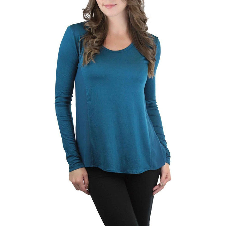 Women's L.S. Knit With Sheering Back Neck Detail