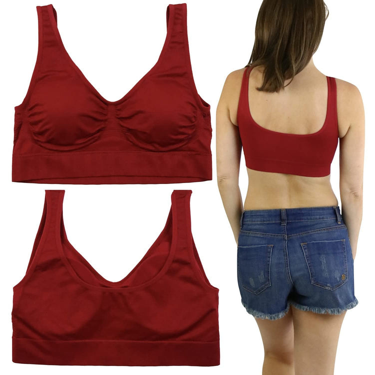 Women's Pack of 6 Deep & Neutral Comfortable Lounging Scoop Back Sports Bras