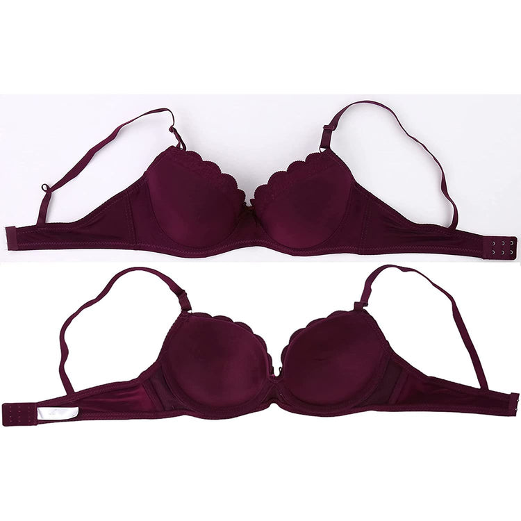 ToBeInStyle Women's Pack of 6 Classic Full  Cup Bras with Scalloped Floral Lace Trim