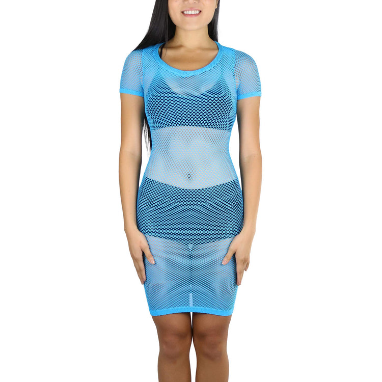 Women's Capsleeve Seamless Fishnet Dress