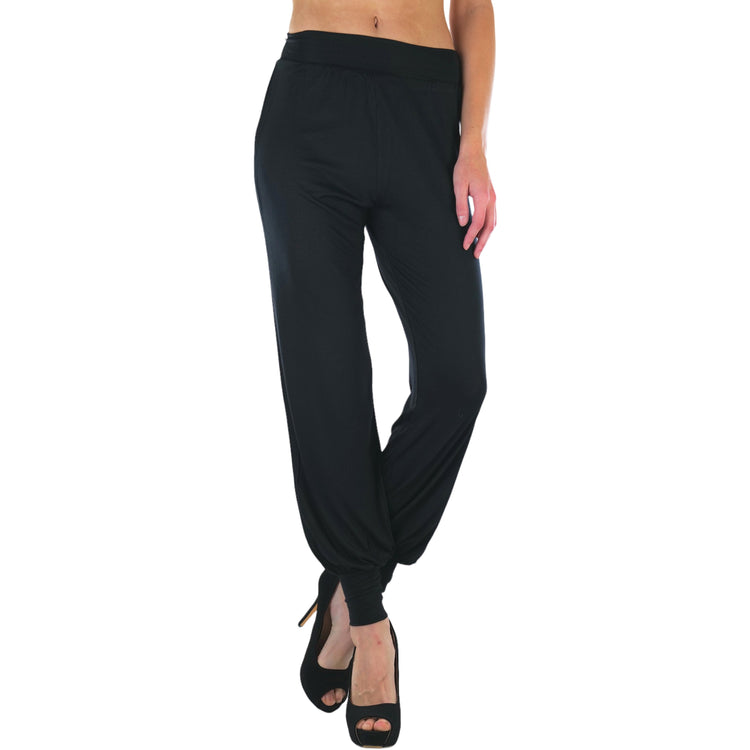 Women's Stretchy Seamless Harem Pants with Cuffed Ankles