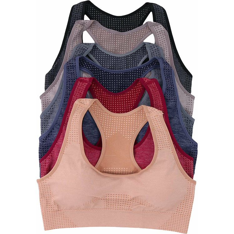 ToBeInStyle Women's Pack of 6 Vibrant Sports Bras with Sports Logo
