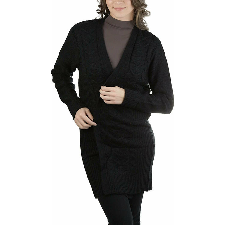 Women's Long Sleeve Braided Design Duster Cardigan