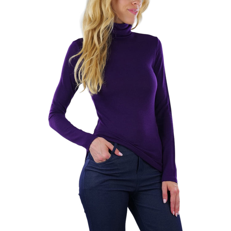 ToBeInStyle Women's Relaxed fit Long Sleeve Soft and Stretchy Turtleneck Shirt