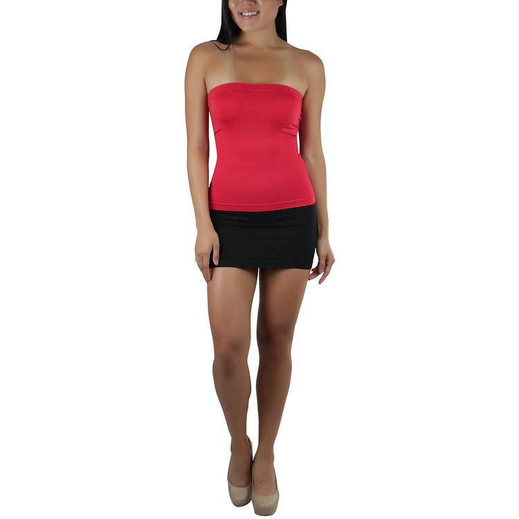 Women's Seamless Bandeau Tube Top Ribbed Without Pad