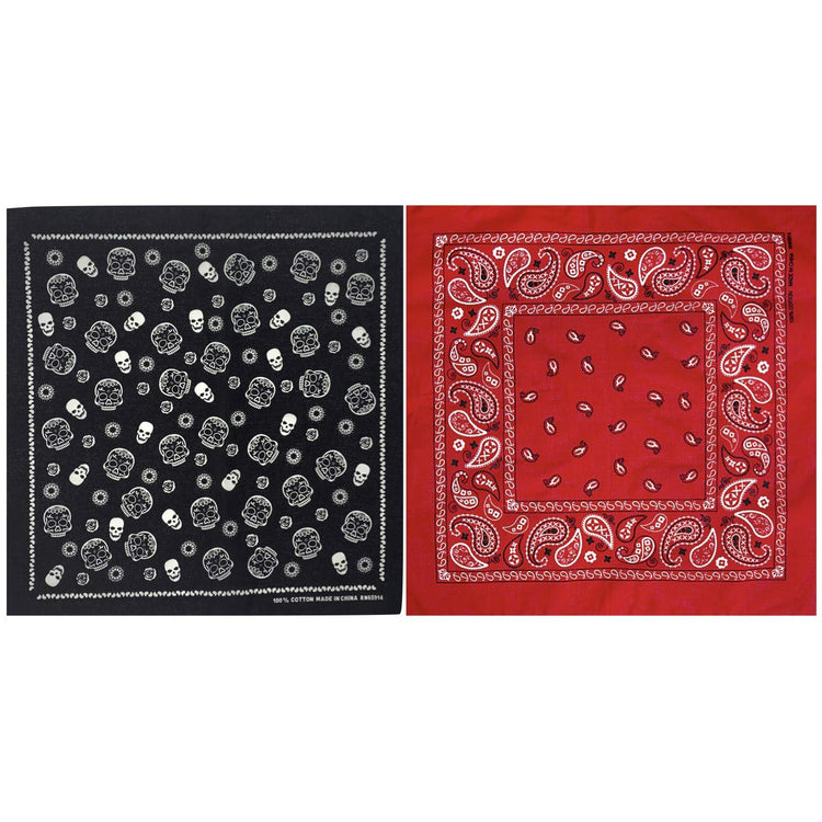 Unisex Pack of 6 Classic Cotton Graphic Bandanas