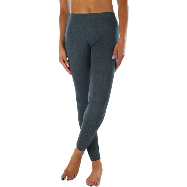 Women's Soft Knit Yoga Cotton Skinny Fit Full Length Leggings