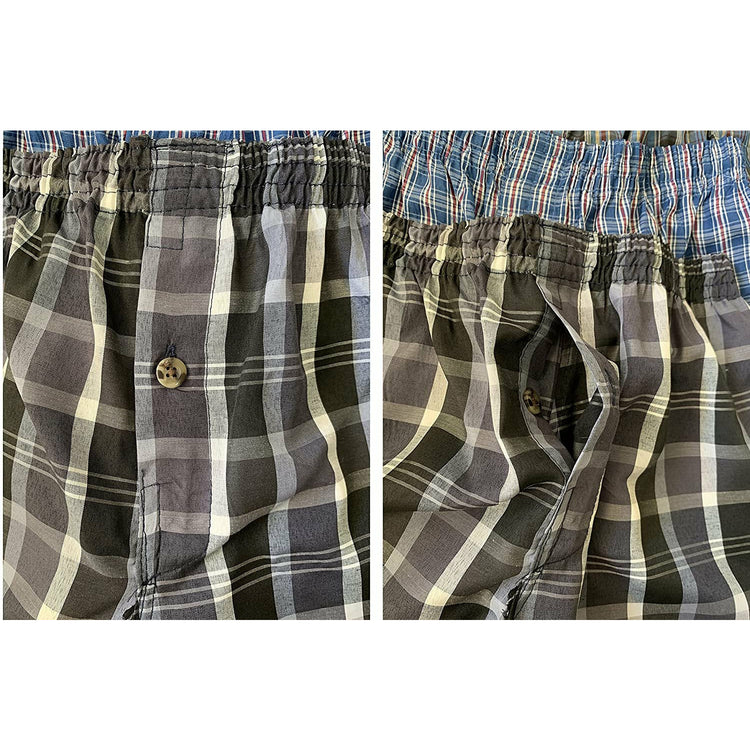 Boys' 6 Pack Cotton-Blend Tartan Patterned Boxer Shorts