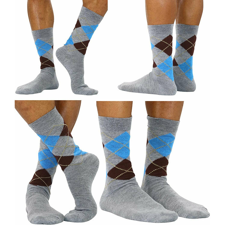 Men's Pack of 6 Solid Color and Patterned Dress Socks